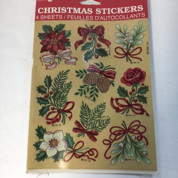 American Greetings Vintage Christmas Stickers Set Of 4 Sheets Crafts Decorating - Picture 2 of 9